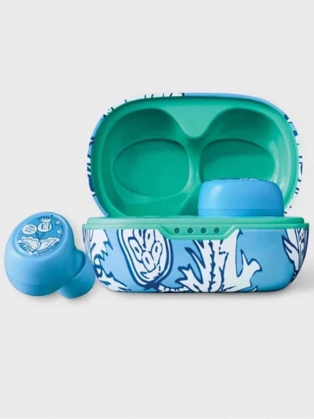 Roller Rabbit Wireless Earbuds Blue Floral Rechargeable Bluetooth 5.4 NIB